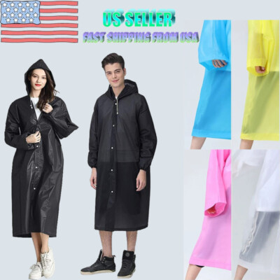 Unisex Adult Waterproof Raincoat Rain Coat Hooded Jacket Poncho Rainwear Camping