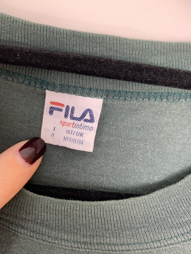 Fila Green Quilted Style Shoulder Short Sleeve T-Shirt Size Medium M - Picture 5 of 6