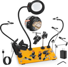 Helping Hands Soldering Station with 5X Magnifying Lamp, Magnetic Flexible Arms,