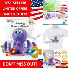 Nuby Purple Floating Octopus with 3 Hoopla Rings - Safe Bath Toy for 18 