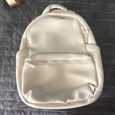 Beige Women  s Mini Backpack Purse w/ Front Zip Pocket, Zip Closure, Adjustable