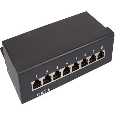 Patchpanel 8 Port Cat.6  Patchfeld Netzwerk gigabit Patch Panel RJ-45 LAN geschi
