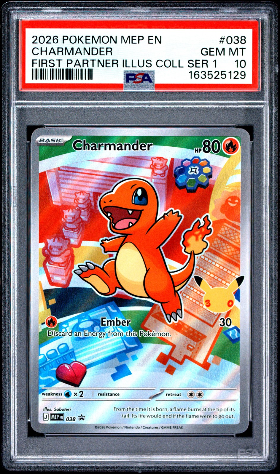 2026 POKEMON MEP FIRST PARTNER ILLUSTRATION COLLECTION #038 CHARMANDER PSA 10