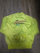 Vintage 80s 90s Chevy Heartbeat Of America Men's XL Yellow Button Bomber Jacket
