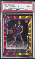 2021 PANINI DONRUSS SIG-HOLO RED/GOLD LASER #211 CADE CUNNINGHAM PSA 9