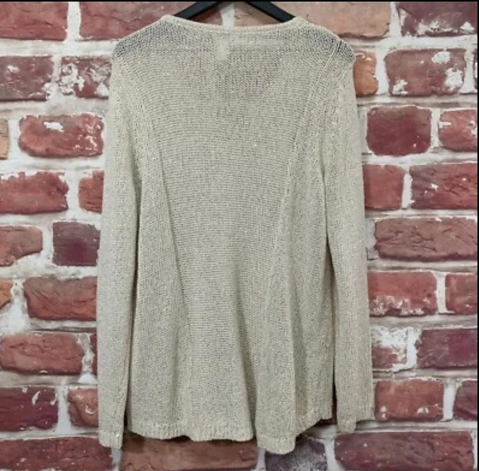 Chicos свитер женщин XL 3 кремовый блестки трикотажа V шеи пуловер с длинным рукавом - Изображение 3 из 4