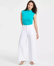 Bar III Women's Petite Pants PL Seamed Wide-Leg Ponté
