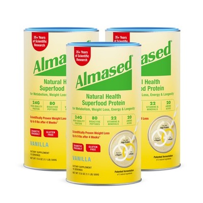 Almased Vanilla Meal Replacement Shake - Low-Vanilla Flavor - 17.6 oz (1.1 Pound