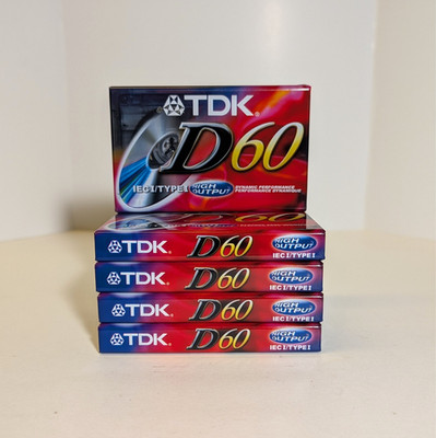 TDK D60 High Output Blank Audio Cassette Tape IECI/Type I New Sealed Lot Of 5