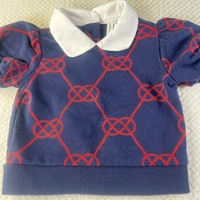 Janie and Jack Navy Red Nautical Rope Knot Peter Pan Collar Sweatshirt 6-12M