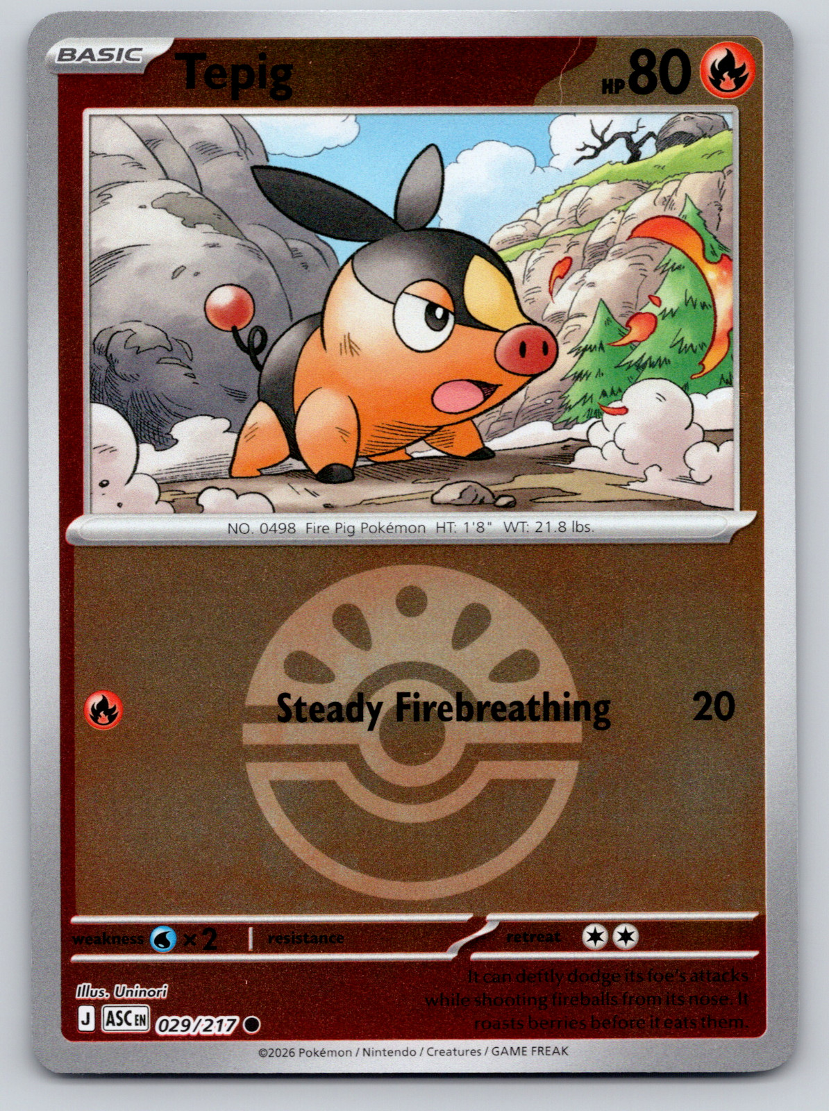 Tepig 029/217 (Friend Ball Pattern) - Ascended Heroes Reverse Holo