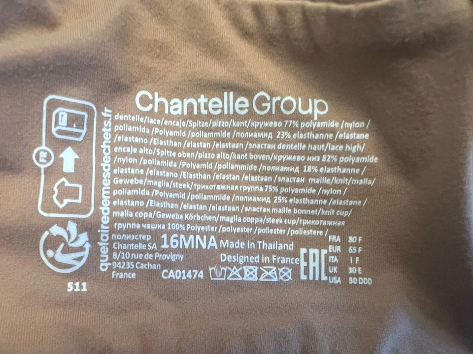 Chantelle 16MNA Norah Chic Underwire Bra Toffee New $84 Size 30DDD - Image 4 of 4