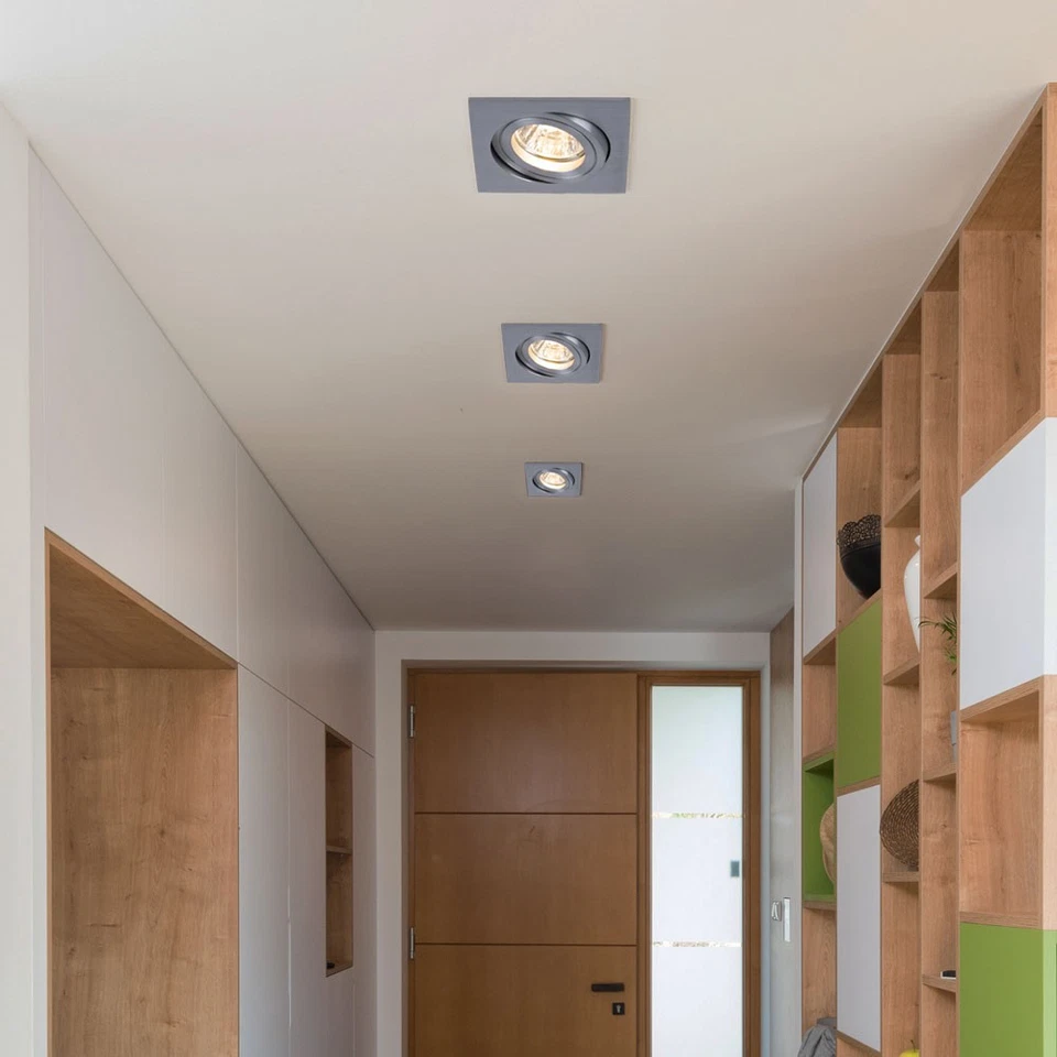 Faretto Da Incasso Lampada Da Soffitto Set Di 3 Acciaio Spazzolato - Immagine 4 di 4