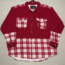 RARE Vintage Coca-Cola Men  s XL Heavy Flannel Shirt Red Plaid Patchwork 90s Y2K