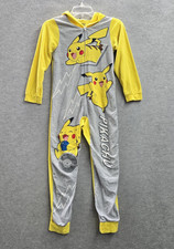 Pokemon Boys Sleepwear 10 Yellow Jumpsuit Graphic Fleece Pikachu Pokeball Pajama
