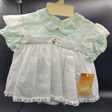 Vintage Sears Infant Dress NWT   2 Piece Mint Green/White Lace Baby Dress Set