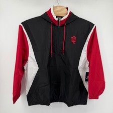 Champion Indiana Hoosiers NCAA Quarter Zip Windbreaker hooded Jacket Mens Large