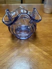 Fenton Lavender Ruffled Glass Rose Bowl Vase 4” Vintage
