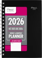 Mead 2026 Planner, Weekly & Monthly, 15-Month, 5-1/2" X 8-1/2", Small, Basic, Bl