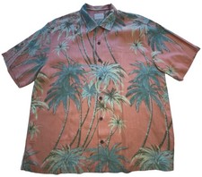 Tommy Bahama Shirt Men's XL 100 Silk Palm Tree Hawaiian Beachwear Resortwear