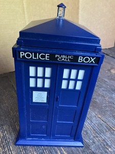 Doctor Who BBC Tardis Cookie Jar With Lights And Sounds Police Box Tested Works!