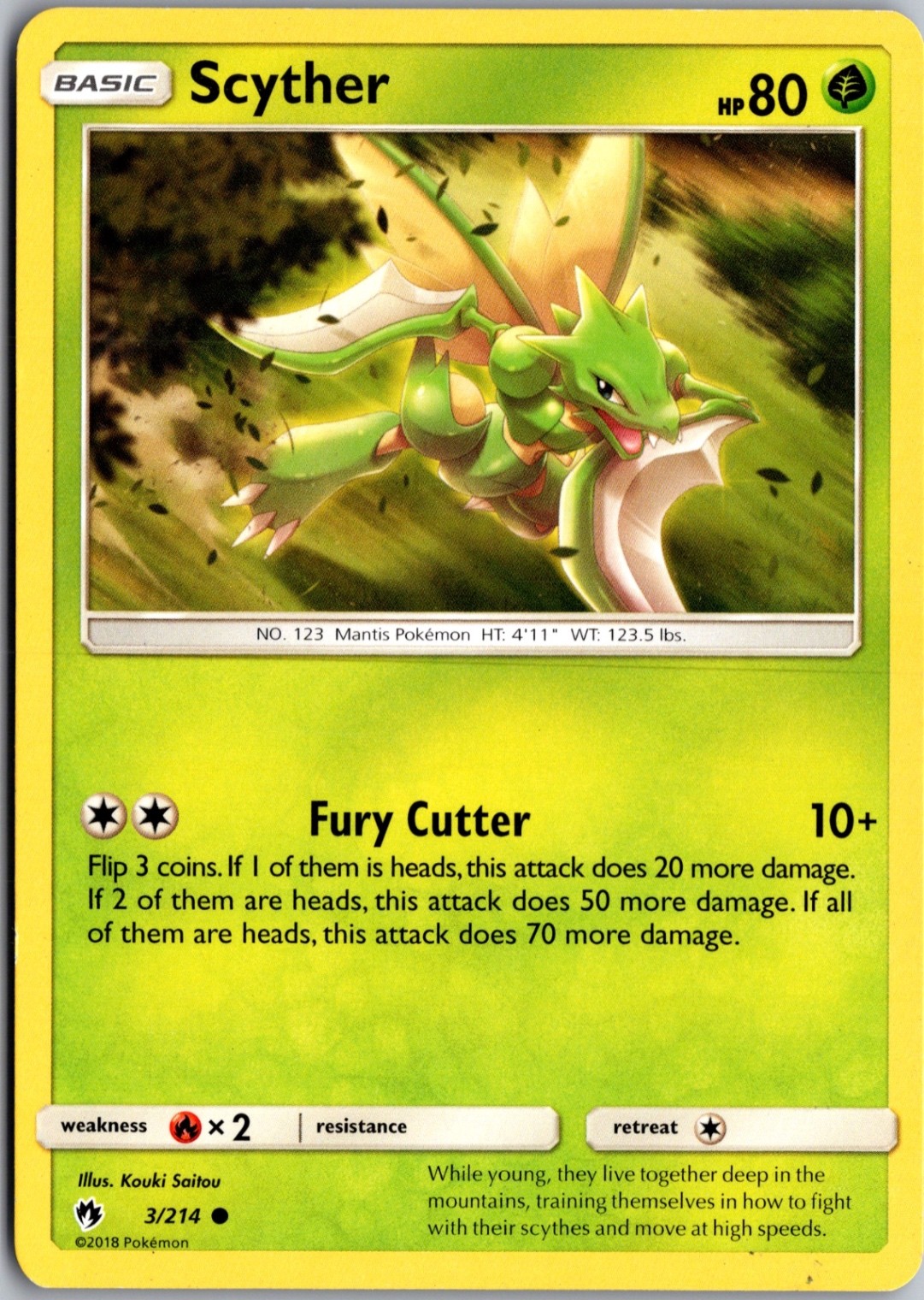 Scyther 3/214 Common Lost Thunder Lightly Played Pokemon Card TCG Single