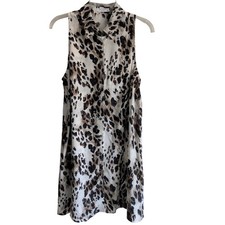 EQUIPMENT Ludlow Leopard Animal Print Mina Silk A-Line Mini Dress Women's Small