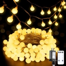 JMEXSUSS 100 LED Connectable Globe String Lights 100 Plug, Warm White 