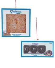 Kurt Adler Set Of 2 Boxed Crumb Coffee Cake  Donuts Ornaments Blue Os