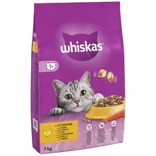 7kg Whiskas 1+ Adult Complete Dry Cat Food Chicken Bulk Pack Cat Biscuits 5.18 per kilo