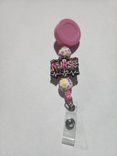 Nurse Retractable Badge Reel, W/ Silicone Beade  Alligator clip