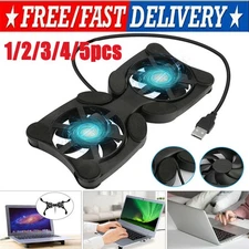 Dual USB Cooling Fan Pad Foldable Slim Fans Cooler Stand For Laptop PC Notebook