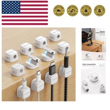 12 Pack Magnetic Cord Holder, Cord Organizer Cable Clip for Desk Management, ...