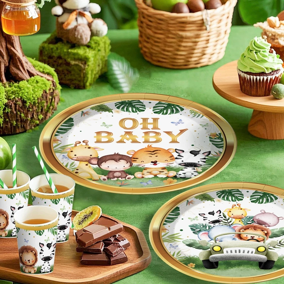 cocomigo 300PCS Safari Baby Shower Decorations, 30 Safari Theme Tableware, Al... - Image 3 of 4