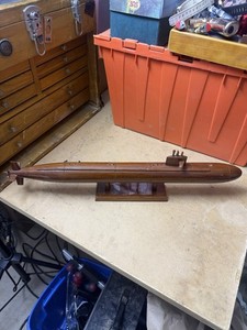 Wooden Model Military Submarine Collectible Display Ship