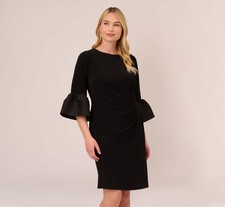 Adrianna Papell Women's Gathered-Waist Bell-Sleeve Dress - Black Size 18W NWT