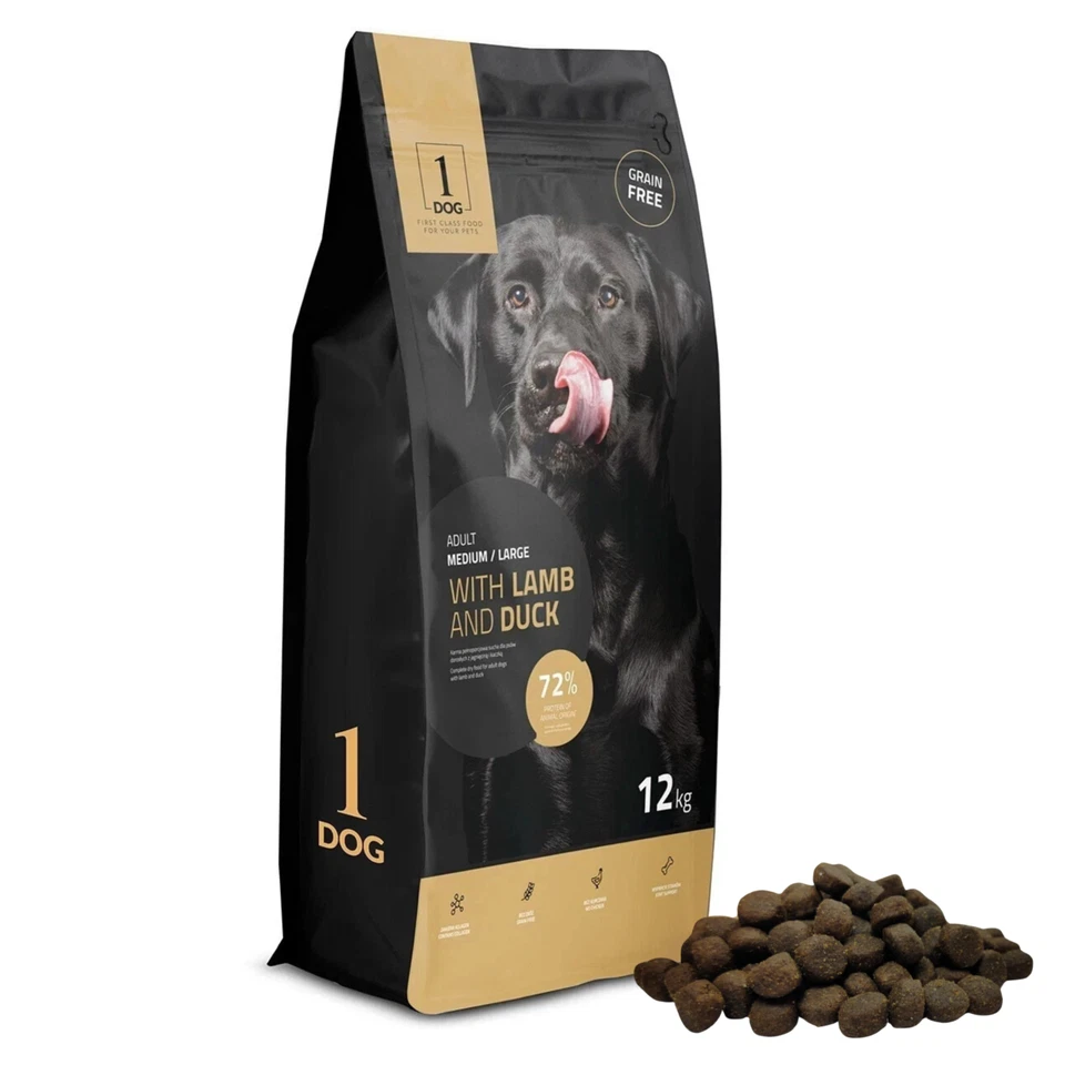1DOG Trockenfutter Hundefutter Hund Getreidefrei Lamm Ente Glutenfrei 12kg - Bild 2 von 4