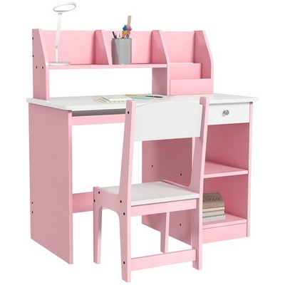 ZONEKIZ Kinder Schreibtisch und Stuhl Set mit Stauraum, für Alter 5-8 Jahre