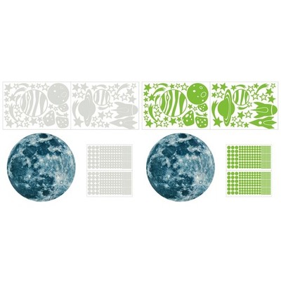Luminous Moon Star Space Rocket Wallpaper Self Adhesive Decal Children Gift