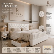 PLUSH DIVAN BED SET WITH MEMORY MATTRESS AND HEADBOARD 3FT 4FT 4FT6  5FT King