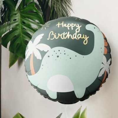 Grüner Brontosaurus Dinosaurier Happy Birthday Ballon