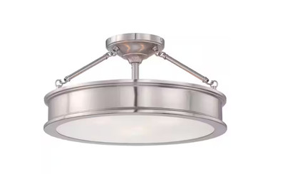 Home Decorators Grafton 3-Light Brushed Nickel Semi Flush Mount Ceiling Light