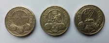 One Pound Coins x3 Cities, London 2010, Cardiff 2011, Belfast 2010 Circulated