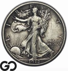 1918 Walking Liberty Half Dollar, Better Date, Choice XF++/AU