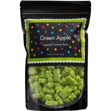 Green Gummy Bears Sugared, 1.3 Pound Resealable Bag, Green Candy, Green Apple...