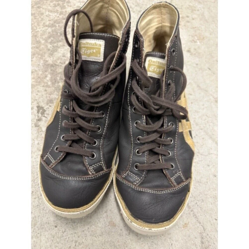 Onitsuka Kobe Tiger High Top Shoes Sneakers Brown Leather Casual US 8 HL726 - Image 4 of 4