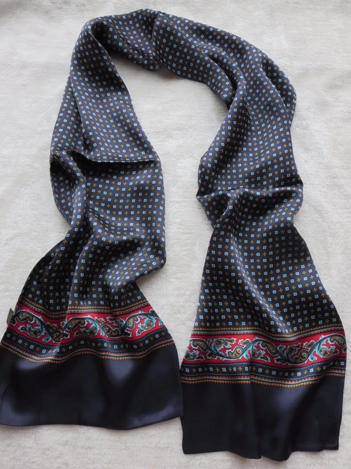 Para hombres 100 Bufanda de Seda Doble Capa Pañuelo Largo Silenciador Oficinas Comerciales Foto 2 de 4