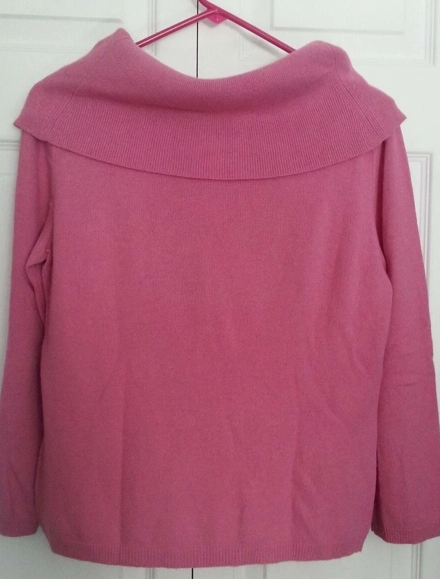 JONES NEW YORK Pull Over Knit Sweater PINK (S) Cowl Neck Rayon/Angora Rabbit EUC