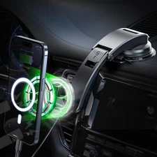 360° Adjustable Magnetic Vacuum Suction Cup Car Phone Holder Mount For MagSafe
