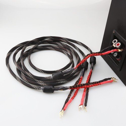 Pair 12AWG OFC Pure Copper Gold Plate Banana Spade Plug Audio HiFi Speaker Cable - Picture 9 of 12